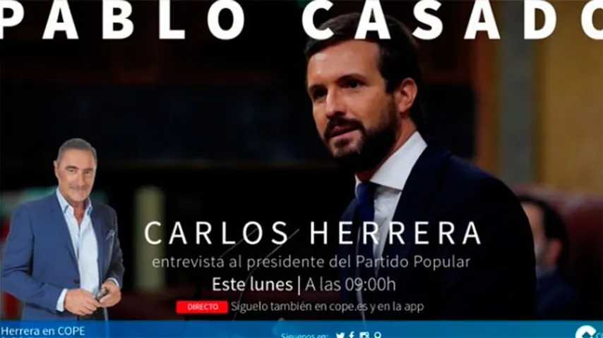 El llamamiento de Pablo Casado. (Imagen: Cadena COPE)